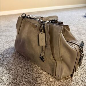 Coach Dreamer 36- grey suede, leather, and burgundy interior